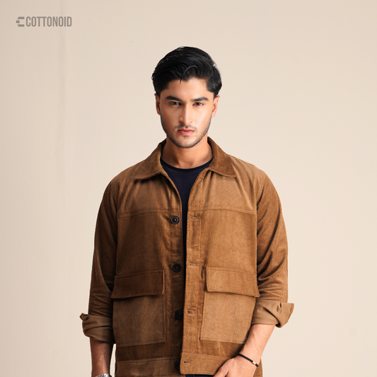 Corduroy Overshirt-Coffee Color