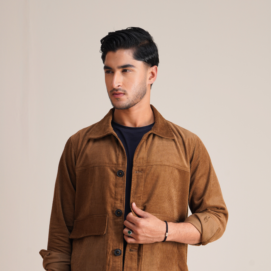 Corduroy Overshirt-Coffee Color